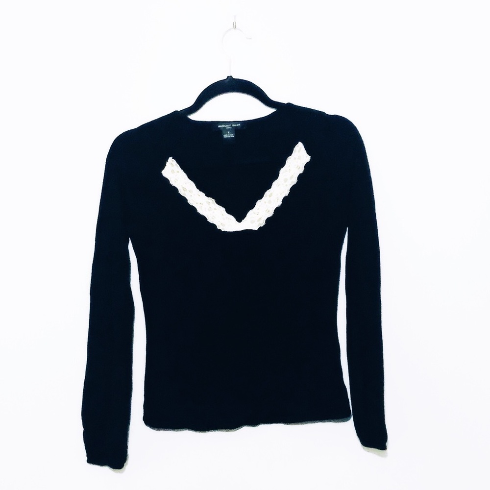 Black lace V-neck blouse